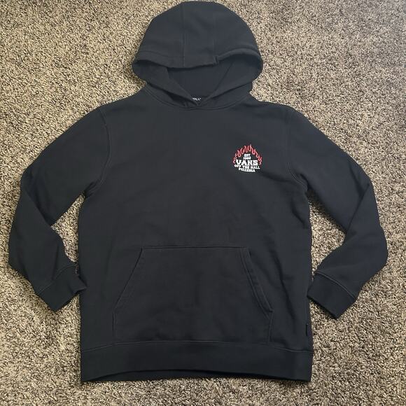 Vans Off The Wall Black Hoodie Sweatshirt Pizzeria Peace Of Pizza Youth YTH Sz L - Picture 1 of 14